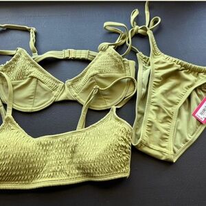 Olive Green Smocked Bikini Set